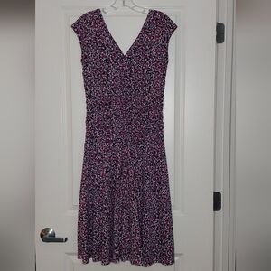 Chic Purple Patterned Midi Dress